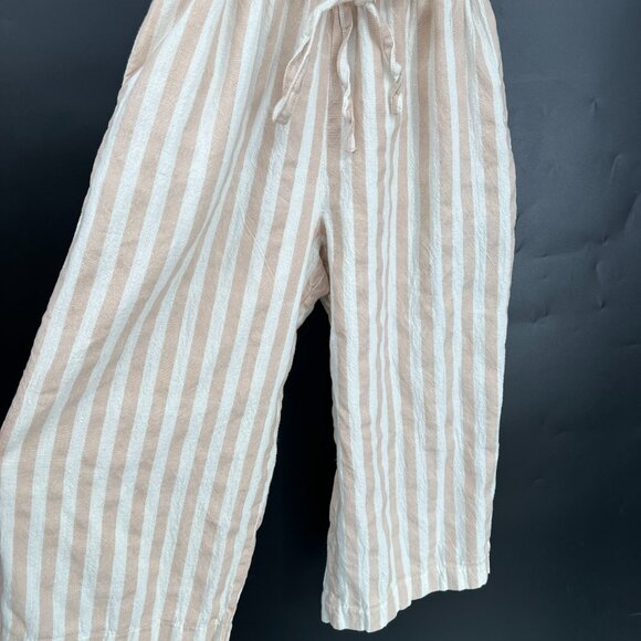 Proud Mary Striped Playa cotton Pants wide leg high rise coastal grandma tan S/M - Picture 5 of 13